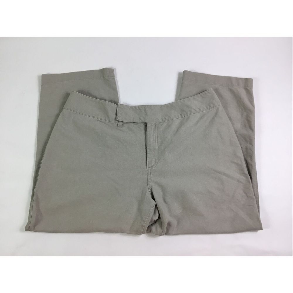 Riveted by Lee Capris‎ Womens Size 14M Linen blend Stretchy Khaki Beige Pants
